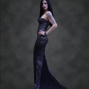 Hail Mary Strapless Dress with Long Train